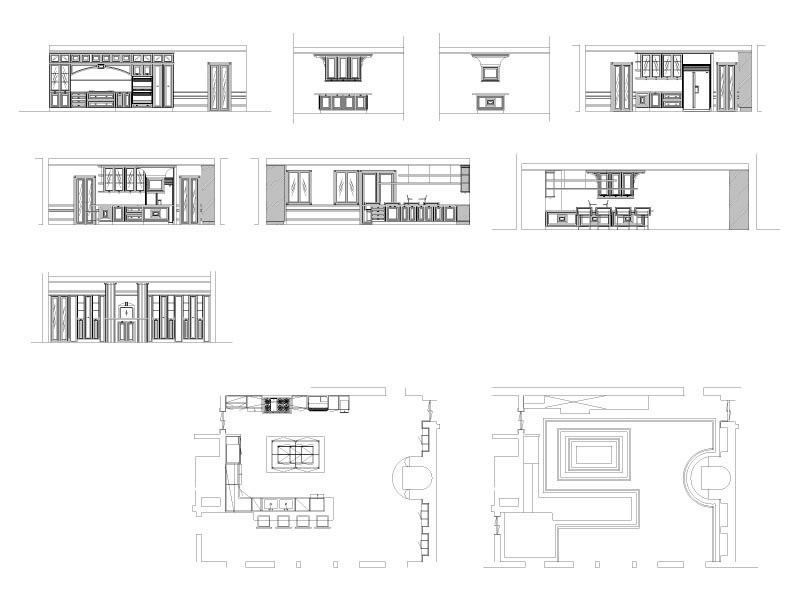 Progetto cucine: piante, prospetti e sezioni